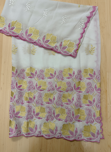 Haute qualité pour Voile coton Laffaya écologique dentelle africaine tissu strass 5 Yard robe couture pour robe de soirée sénégal - Product Image 3