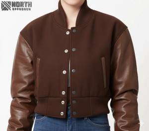Chaqueta Varsity de Mujer de Lona Tejida Transpirable, Estilo Nuevo, Color Sólido, Servicio OEM Personalizable, Precio de Oferta - Product Image 5