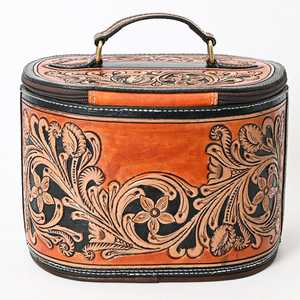 Sac de maquillage de voyage artisanal en cuir véritable, style bohème western, à franges florales, écologique, organiseur de cosmétiques de luxe, rustique, automne - Product Image 2