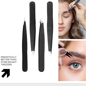 Ensemble de pincettes à sourcils en acier inoxydable, Kit d'outils de maquillage avec étui en cuir Pu, Kit de pincettes à sourcils - Product Image 3