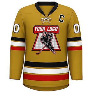 Maillot de hockey en ligne par sublimation Maillots de hockey sur glace personnalisés Maillots de hockey amusants brodés rouges et bleus - Product Image 6