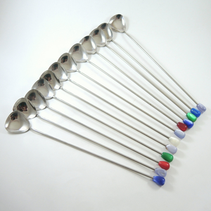 Venta caliente Cuchara de acero inoxidable Cubiertos mango largo Cubiertos personalizados Juego de cubiertos Cena Cucharas usadas - Product Image 2