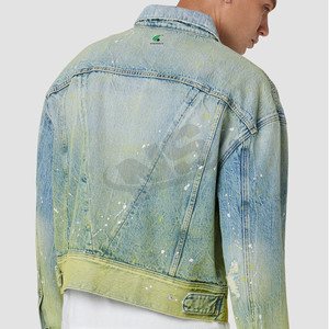 Customized Solid Color <b>Denim</b> Jacket For Men With Logo Breathable Lightweight Casual Jeans Jacket High Quality <b>Material</b> - Product Image 5