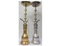Mini-narguilés de luxe en laiton laqué, traditionnels égyptiens, en laiton massif, gravure profonde, 4 narguilés par carton extérieur, verre