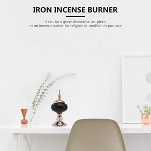 Quemador de Incienso Negro de Diseño Premium con Tapa Dorada y Detalles de Cristal para Decoración de Habitaciones de Huéspedes, Uso en Hoteles y Regalos, de la India - Product Image 6
