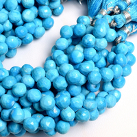 Turquoise Magnésite Perles De Pierres Précieuses En Vrac Forme D'oignon Briolette À Facettes 6mm & 8mm Bleu Fabrication De Bijoux DIY Artisanat En Gros