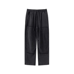 Pantalones Deportivos de Felpa de Algodón Grueso Estilo 2026, Lavado Ácido Decolorado al Sol, Estilo Casual Holgado y Acampanado para Hombre - Product Image 1