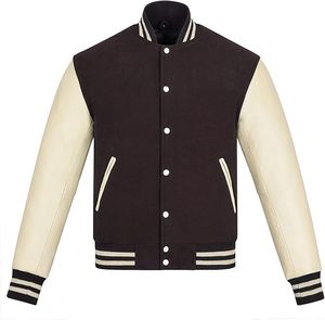 Chaqueta Universitaria de Cuero Premium para Hombre, Chaqueta de Béisbol con Letras, Estilo Retro Urbano - Product Image 1