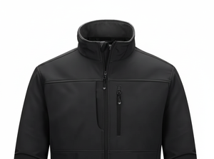 Veste de moto à capuche coupe-vent imperméable décontractée à manches longues et col montant en softshell, service OEM pour hommes - Product Image 3