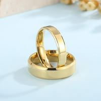 Service de personnalisation de logo, bague de couple en acier inoxydable doré, simple, gravée avec une lettre, lisse, vierge, bague de mariage en acier inoxydable