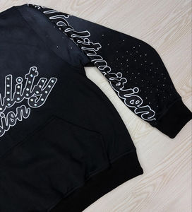 Vintage Heavyweight Acid Washed Men's Hoodie Custom Oversized French Terry Embroidered Patchcotton Rhinestone Winter <b>Applique</b> - Product Image 2