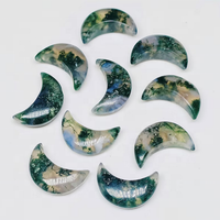 Agate mousse naturelle, forme croissant de lune, polie, verte transparente, pierre précieuse briolette, fabrication de bijoux DIY, super qualité, bagues pour hommes