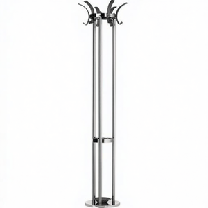 Chrome-Plated Chrome/<b>Black</b> ALCO Modern Single Tier Coat Stand 42.5 X 174 Cm - Product Image 3