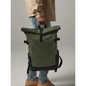 Customizable <b>Roll</b>-Top <b>Backpack</b> Block Merchandising Promotional Item - Product Image 1