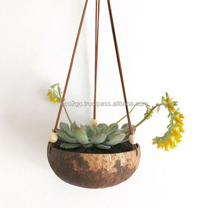 Best Selling Eco-Friendly Natural Coconut Shell Hanging Planter Pot <b>for</b> Garden Use Handmade Flower Pots - Product Image 4