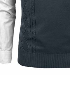 เสื้อกั๊กไหมพรมถักลายเคเบิลสีเทาเข้ม คอวี สำหรับผู้ชาย ลายเพชรคลาสสิก เนื้อผ้านุ่ม ใส่ทำงานได้ ใส่ในฤดูหนาว - Product Image 6
