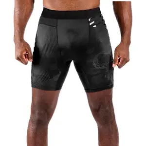 Calavera Vale Tudo Shorts Poliéster Elástico Cinturón de soporte Banda de nylon en la entrepierna Sublimación Impresión Color negro Tudo Shorts