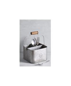 Caja de Caddy de cocina galvanizada rústica de granja con compartimentos fuertes para almacenar cubiertos servilletas elegante mesa de comedor - Product Image 2