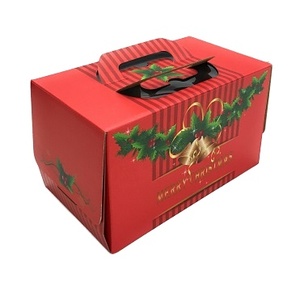 Christmas Log Cake Box With Window and Handle And Gold Board