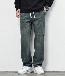 Jeans en denim extensible de qualité supérieure à coupe classique pour hommes - Confortables, durables, élégants, broderie, écologiques, disponibles en tous les modèles - Product Image 1