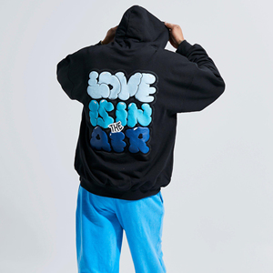 เสื้อฮู้ดขนแกะผ้าฝ้ายโพลีเอสเตอร์สำหรับผู้ชายเสื้อผ้าแนวสตรีทพิมพ์ลายพัฟโลโก้ได้ตามต้องการ - Product Image 2