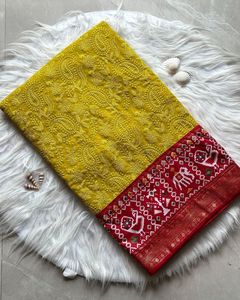 ผ้าส่าหรีผ้าไหมสำหรับสตรีปักลาย lucknowi chikankari สำหรับงานเลี้ยงและงานแต่งงาน - Product Image 6
