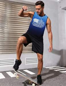 Débardeurs de fitness décontractés avec logo personnalisé pour hommes Tissage tricoté de musculation respirant avec motif imprimé Stringer - Product Image 1