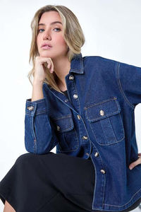 Veste en jean pour femme, dernier design, coton uni teint, tissé, respirant, col rabattu, tailles et couleurs personnalisables - Product Image 2