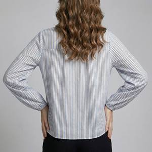 เสื้อชีฟองลายทางลำลองพร้อมแขนระบายทรงบอลลูน ขอบเอวยางยืด ผลิตจากโพลีเอสเตอร์ ฟรีไซส์ เหมาะกับทุกขนาด 36-42 - Product Image 2