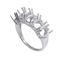 925 Sterling Silber Umweltfreundlicher Blei-/Nickelfreier Halbmontierter Ring für Damen 6x4mm Fünf Ovale Blanko-Lünetten Schmuckkomponenten