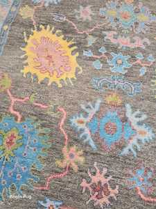 Tapis en laine tricoté à la main Oushak de haute qualité gris bleu Design turc disponible en 9x12 8x10 10x14 12x15 tailles pour le salon - Product Image 3