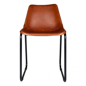 Silla de comedor de estilo europeo moderno Metal negro con asiento de cuero genuino Muebles para el hogar - Product Image 1