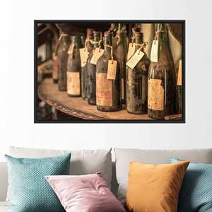 Elegante decoración de pared para amantes del vino, obra de arte impresa en lienzo, 1P: con marco negro - Product Image 1