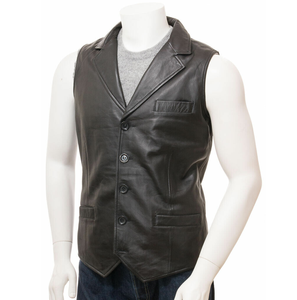 Gilet en cuir véritable 2025 de haute qualité, design personnalisé, vêtements d'extérieur décontractés pour hommes, fermeture à boutons, gilets en cuir respirants - Product Image 5