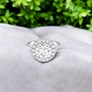 4.70กะรัต E-F/VVS-VS (4.00CT จากส่วนกลาง) แหวนหมั้นเพชรวงรอบตัดเพชรทำด้วยเงินสำหรับเธอ - Product Image 6