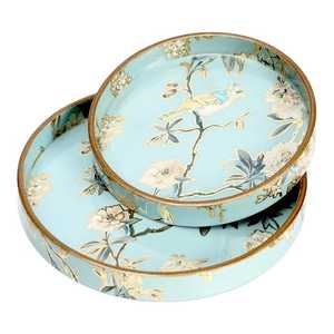 Bandejas DE SERVICIO DE MADERA MDF hechas a mano personalizadas al por mayor bandejas de cocina comedor decorativas de resina recubiertas de esmalte en tamaños de 7x7 9x9 pulgadas - Product Image 1