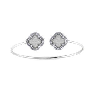 Top qualité trèfle en gros argent 10mm vide Zircon résine lunette vierge à la mode réglable mariage bracelet cadeau bijoux réglage - Product Image 6