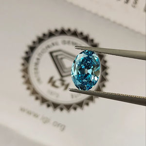Diamante cultivado en laboratorio de 1.50 quilates, de mina antigua, ovalado, de color azul intenso, para la fabricación de anillos, certificado por IGI, fabricante de diamantes sueltos en India. - Product Image 1