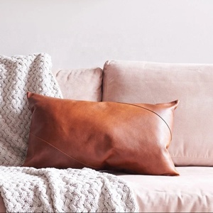 2025 Hot Selling Luxury Leather Pillowcase Outdoor Genuine Leather Splice Pillow Cushion <b>Covers</b> New Styles for Home Decor - Product Image 2
