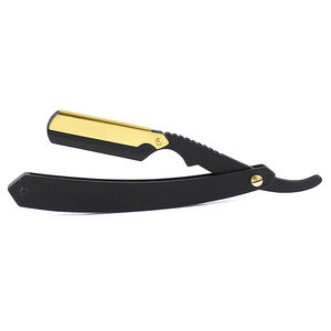 Lames tranchantes de qualité supérieure pointe plaquée or couleur noire enduit barbier rasoirs rasoir d'économie d'acier inoxydable 6" - Product Image 6