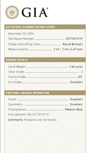 Joyas B2B D'Vins para diamante blanco suelto CERTIFICADO DE 1,56 CT Color J Natural FL FLUJO Pureza EX Corte pulido para joyería - Product Image 4