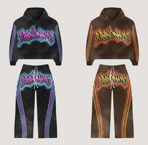 ชุดวิ่งจ๊อกกิ้งพิมพ์ลาย sunfade 2ชิ้นกางเกงบานซักสกรีนลายออกแบบได้ตามต้องการเสื้อฮู้ดสตรีทไซส์ใหญ่พิมพ์ลาย - Product Image 6