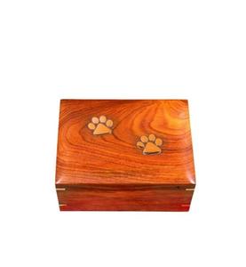 Brass Paw Inlaid Rosewood <b>Pet</b> <b>Urn</b> for Dogs Cats Memorial Keepsake <b>Urns</b> for Ashes Wooden Box Cremation <b>Urn</b> - Product Image 3