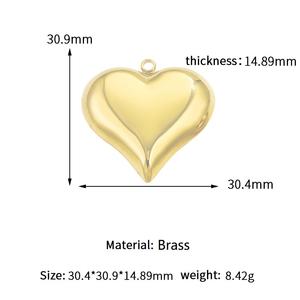 Liontin Hati <span class=keywords><strong>3D</strong></span> Berongga dari Kuningan Lapis Emas 14K, Liontin Hati Solid untuk Pembuatan Perhiasan Kalung, Aksesoris Liontin - Product Image 5