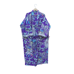 Kimono long en coton pour femmes de Style indien élégant fait à la main beau pardessus de bain floral imprimé de singe pour vêtements de plage vêtements de nuit - Product Image 5