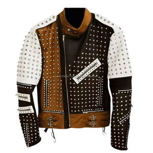 Vestes en cuir Rock Punk, cuir véritable de haute qualité, veste moto cool, design classique slim fit, tendance, vêtements décontractés - Product Image 2