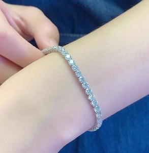 GIGAJEWE 4,3 CTWhite D Moissanite pulseras para mujer 9K/14K/18K oro blanco 3MM forma redonda pulsera de tenis para - Product Image 3