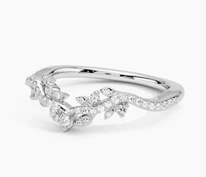 Anillo fino con diseño de Chevron Floral de diamante cultivado en laboratorio de 0,25 CT para mujer, certificado IGI, platino 950 PT950 para boda de compromiso - Product Image 1