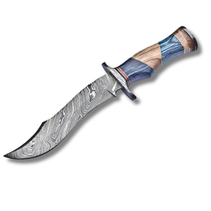 Tamaño personalizado hecho a mano Damasco Skinner cuchillo de hoja fija al aire libre cuchillo de caza con Funda de cuero - Product Image 1
