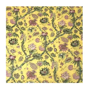 Hand Block Print 100% Pure Cotton Fabric Geometric Pattern Home Textile Customizable Multicolor Floral Print Dressmaking Fabric